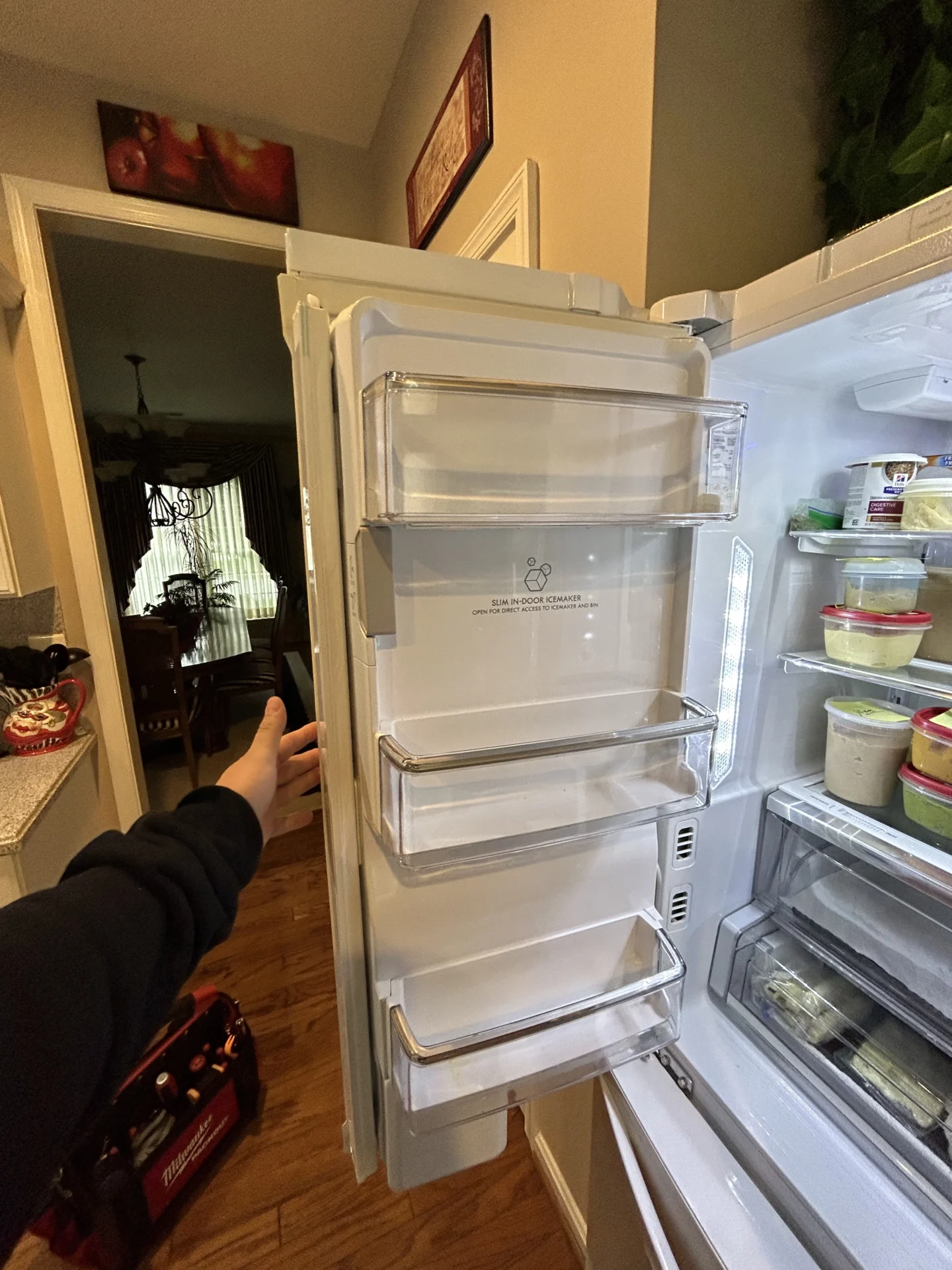 LG refrigerator with new OEM door installed after heater failure in New Jersey
